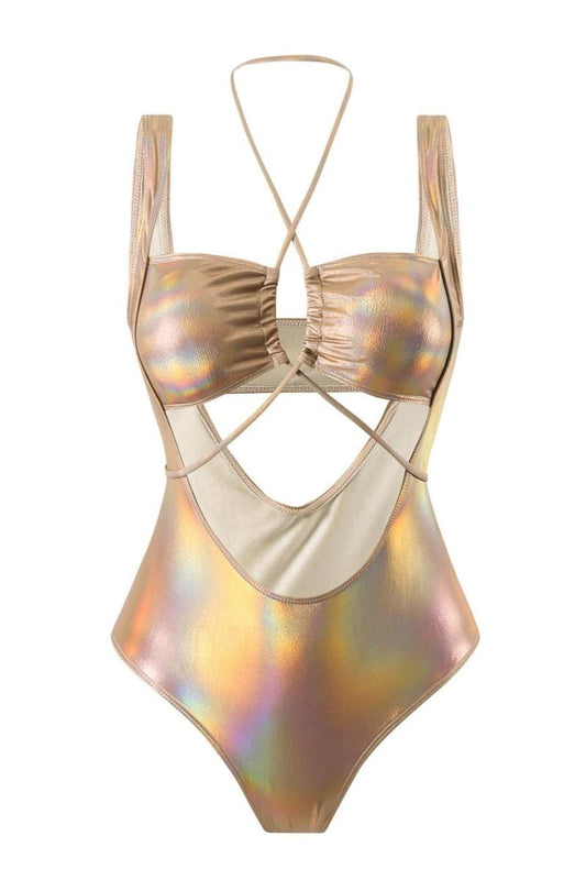 Metallic Tie Front Monokini