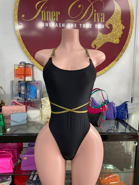 Black And Gold Monokini