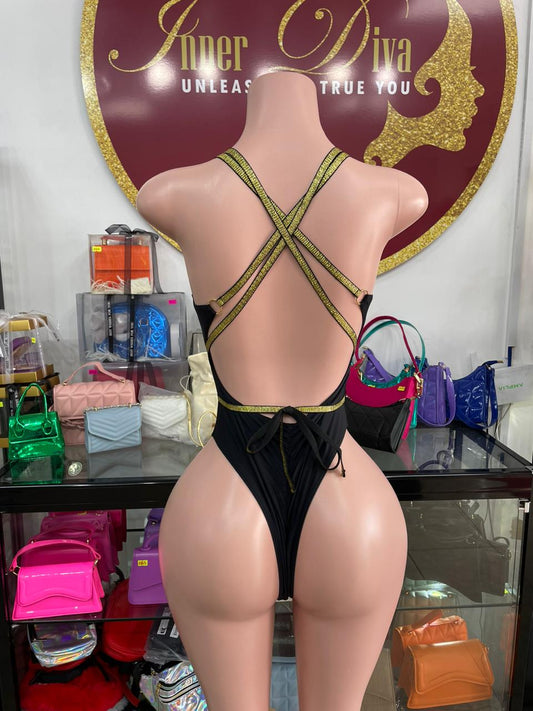 Black And Gold Monokini