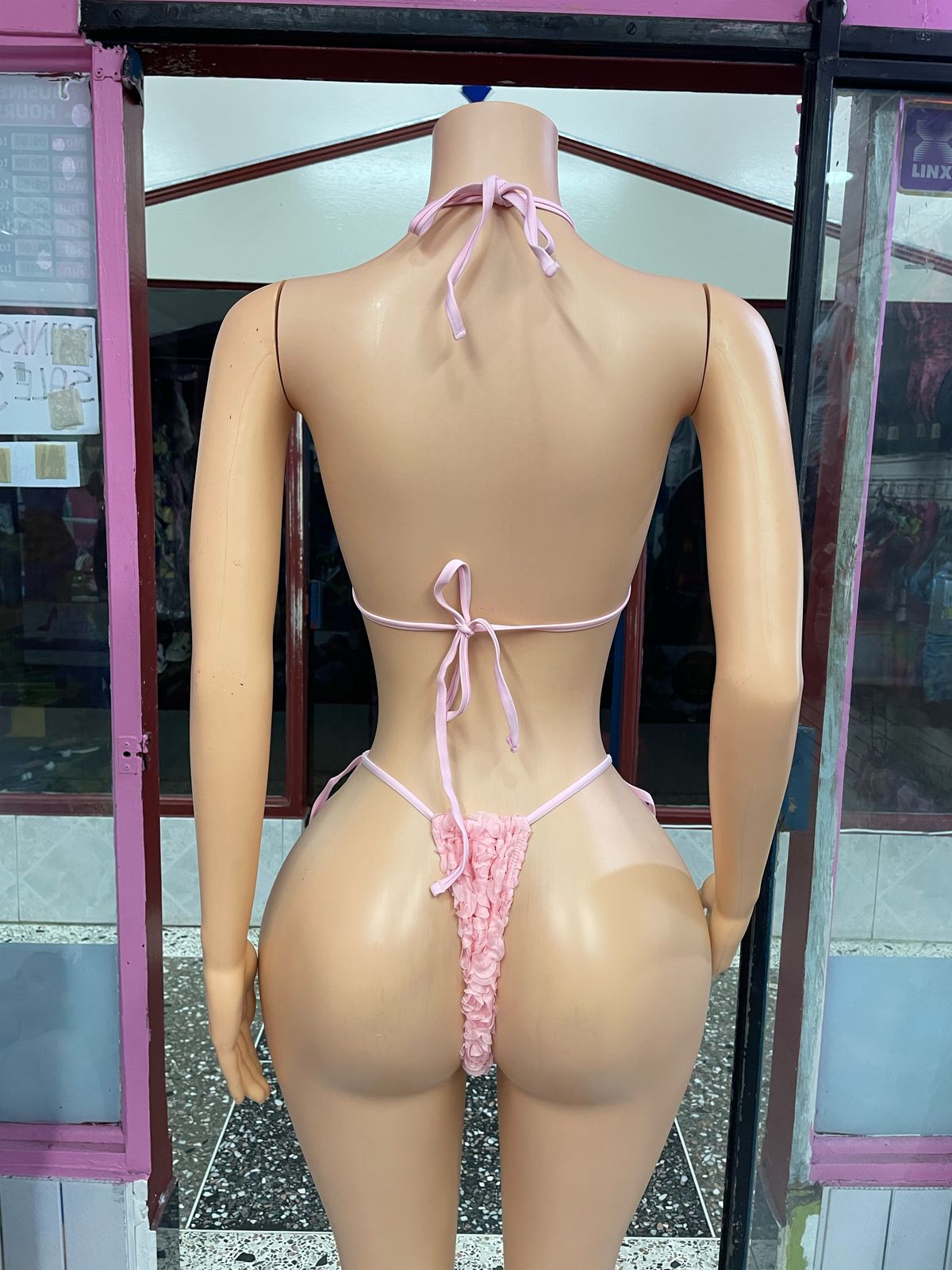 Pink 3D Flower 3 Piece Swimwear