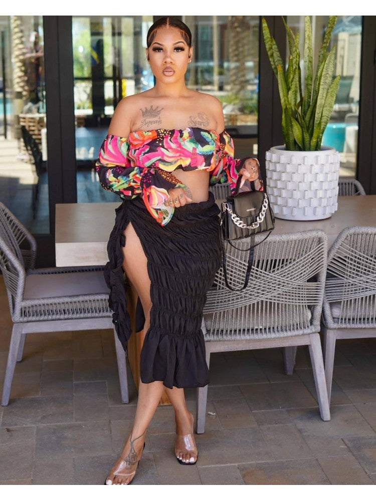 Ruffled Wrap Skirt