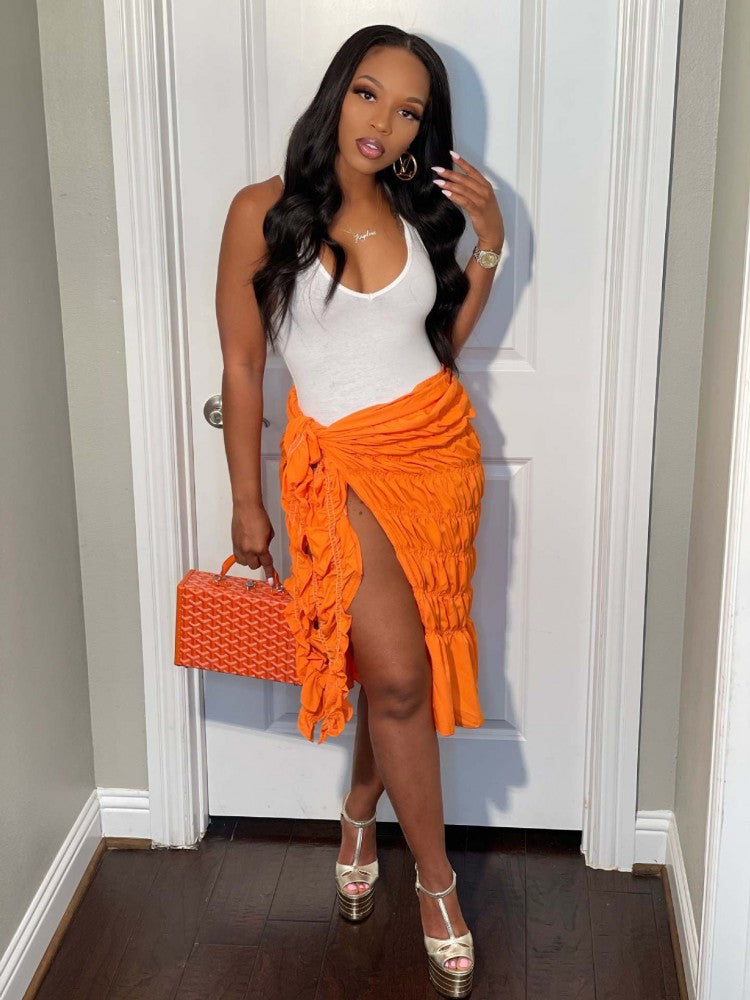 Ruffled Wrap Skirt