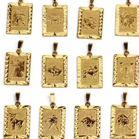 24k gold plated horoscope pendant