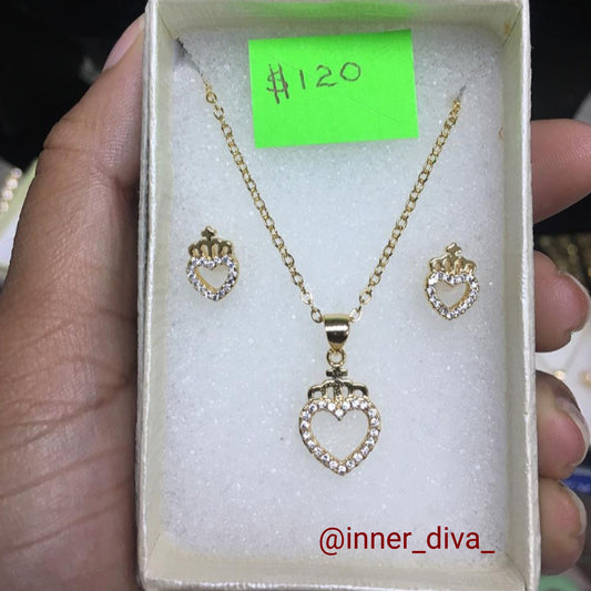 24k gold plated Heart chain set