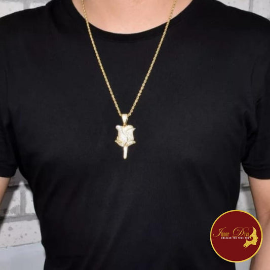 Pre-Order rose pendant on rope or cuban chain