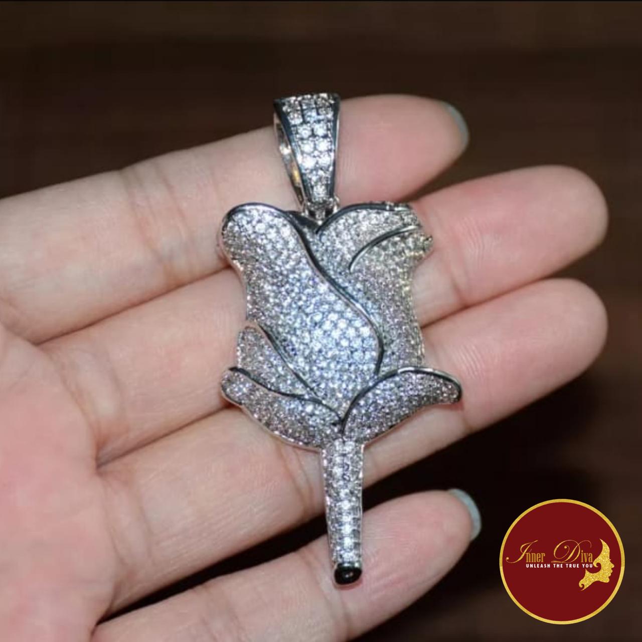 Pre-Order rose pendant on rope or cuban chain