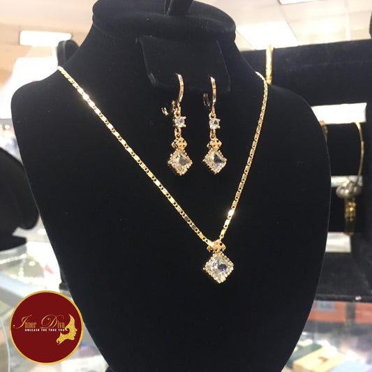 18k gold plated diamond shaped chain set