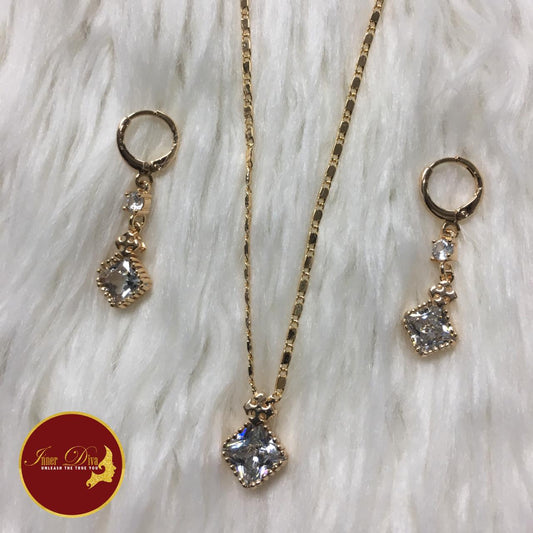 18k gold plated diamond shaped chain set