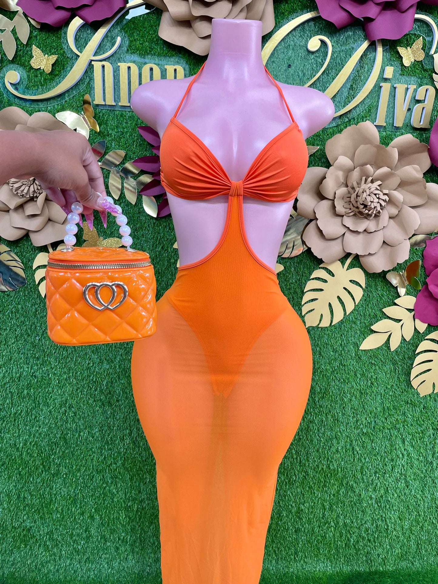Orange Mesh Dress