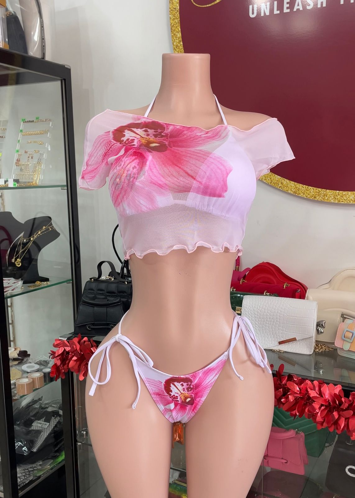 Pink Hibiscus 3pc Swimsuit