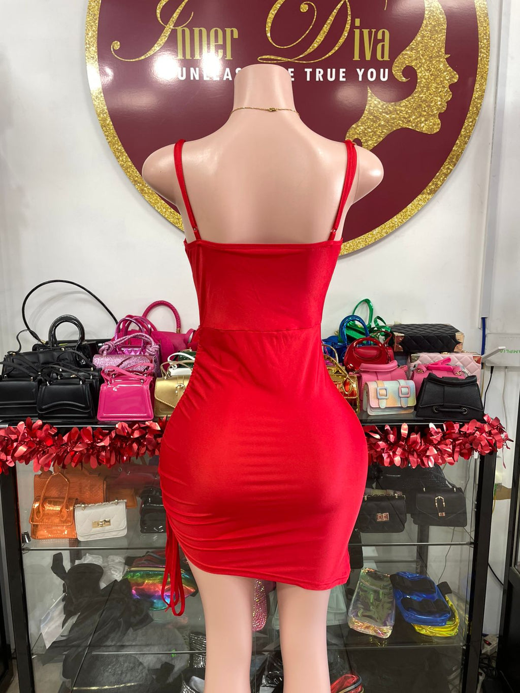 Red Ruched Dress
