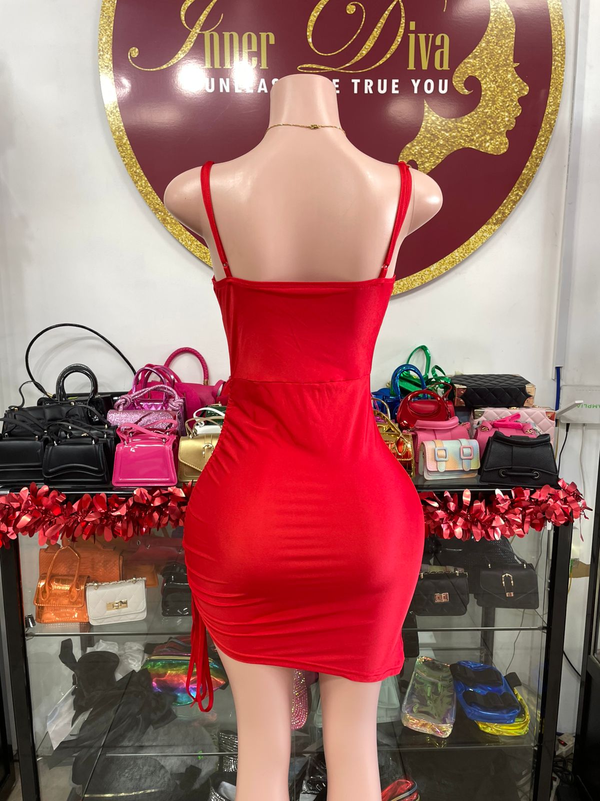 Red Ruched Dress