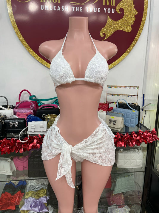 White 3 Piece Swimwear