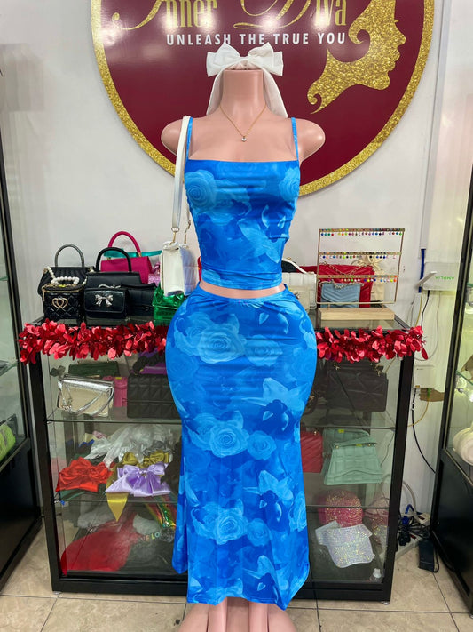 Blue Skirt Set