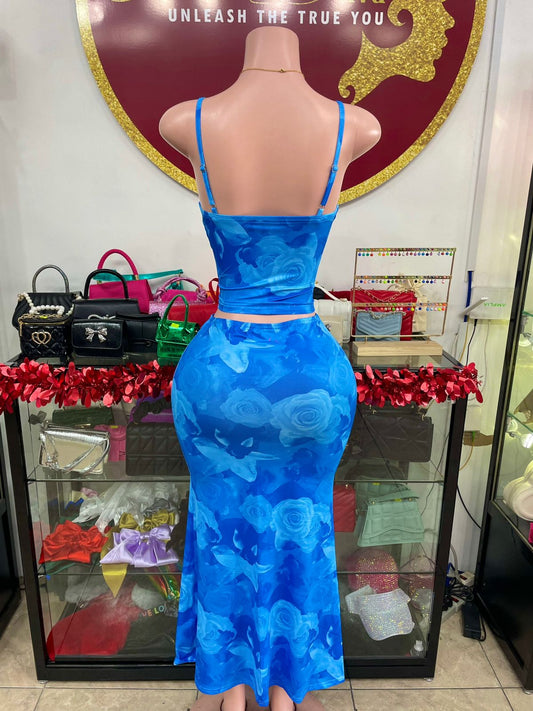 Blue Skirt Set