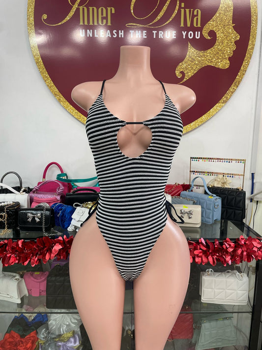 Black & White Stripe Monokini