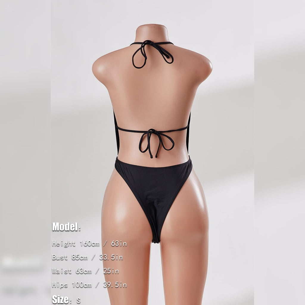 Black Monokini With Rings