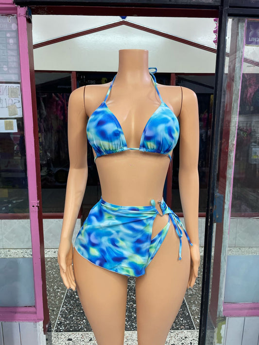 Blue 3 Piece Swimwear