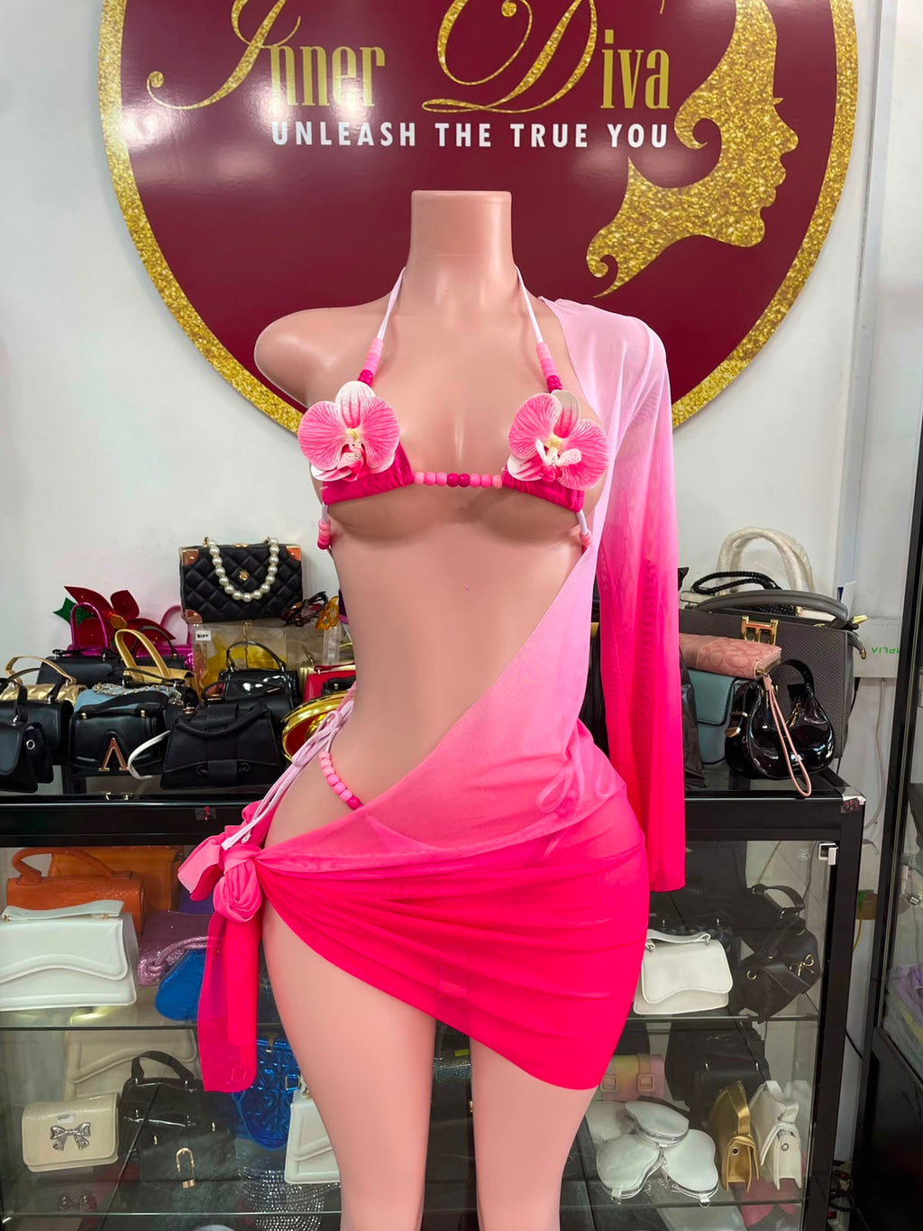 Ombré Flower 3pc Swimsuit