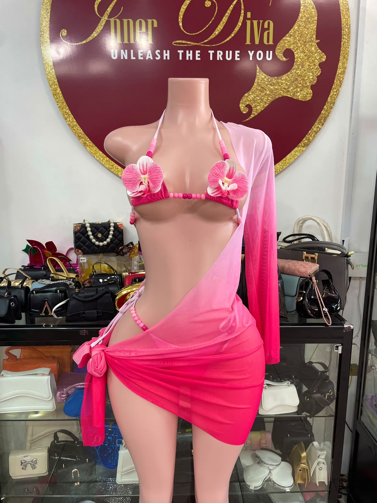 Ombré Flower 3pc Swimsuit