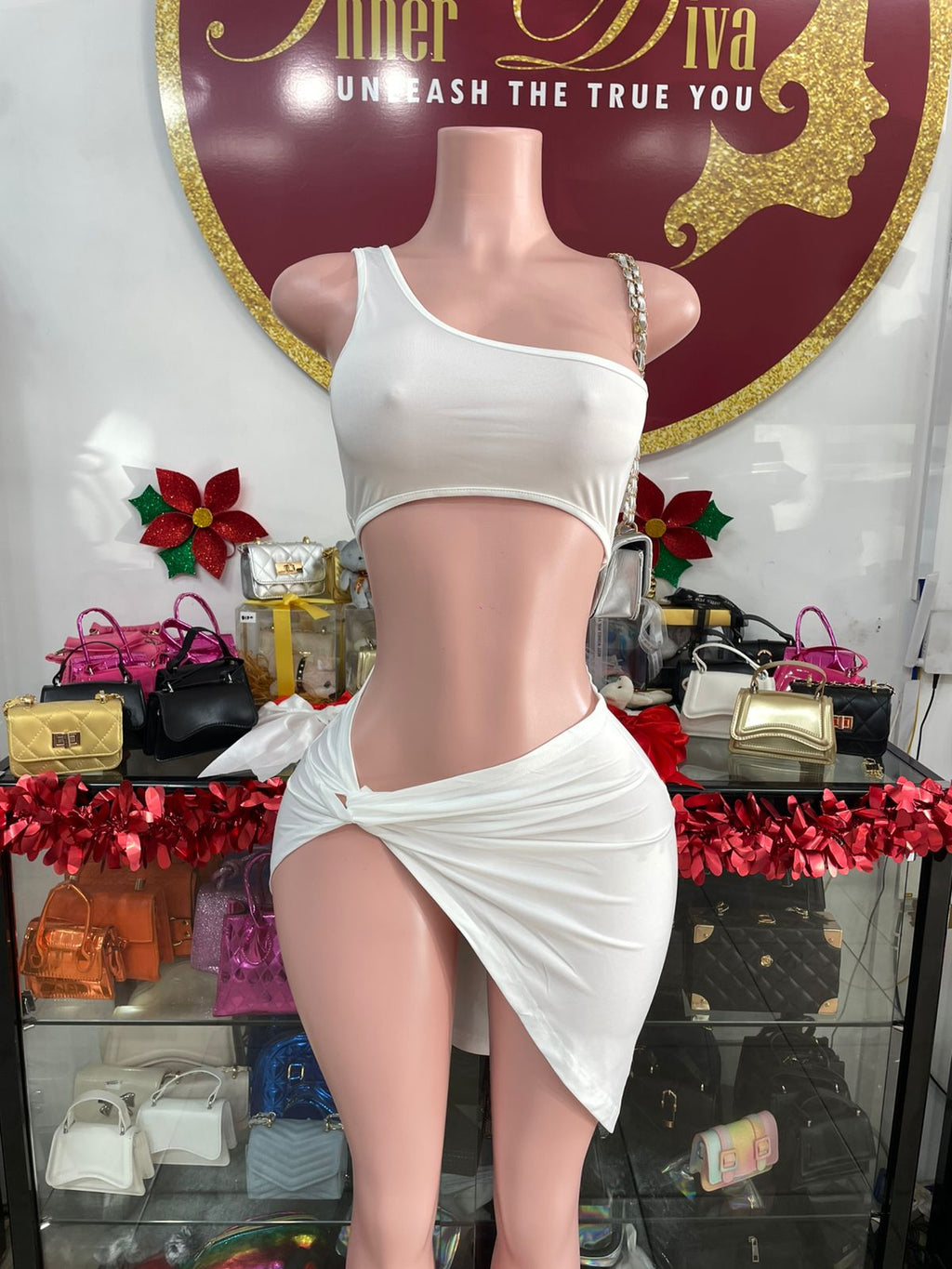 One Shoulder Skirt Set