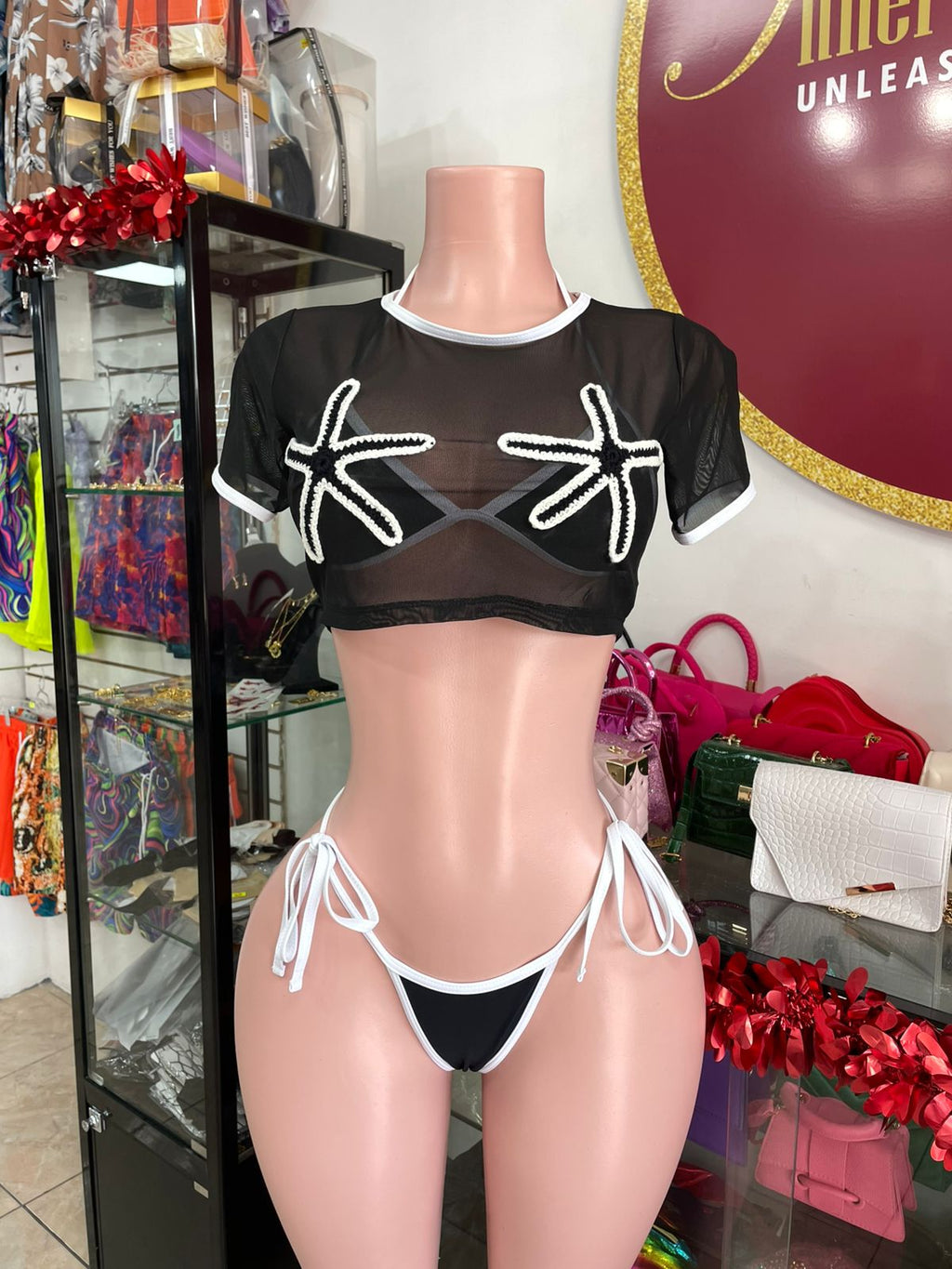 Mesh Top 3pc Swimsuit