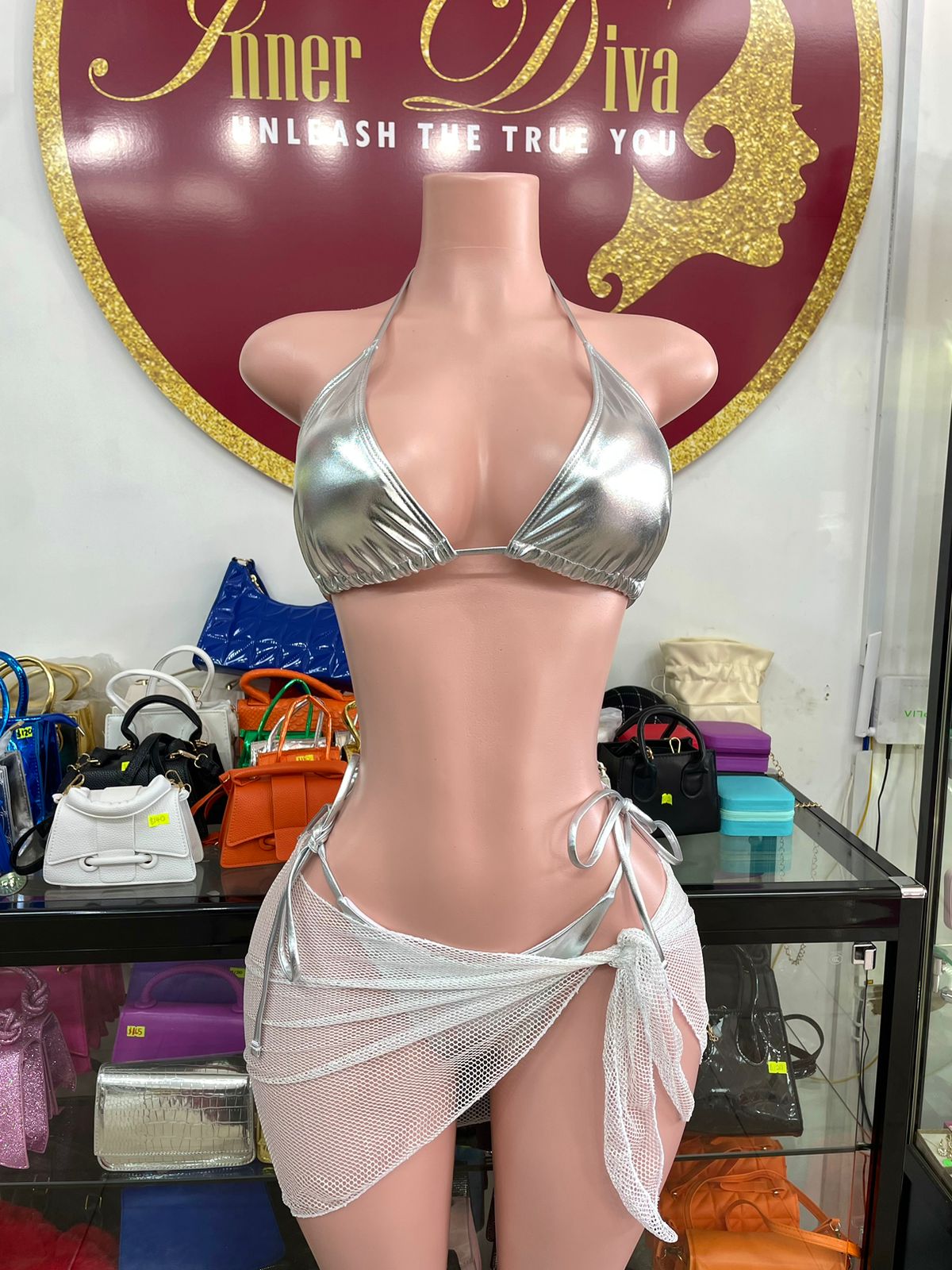 Silver 3 Piece Swimwear