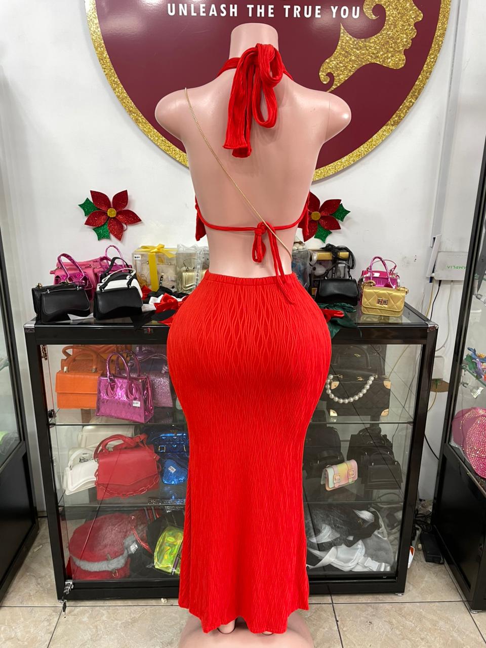 Tilly Red Maxi Skirt Set