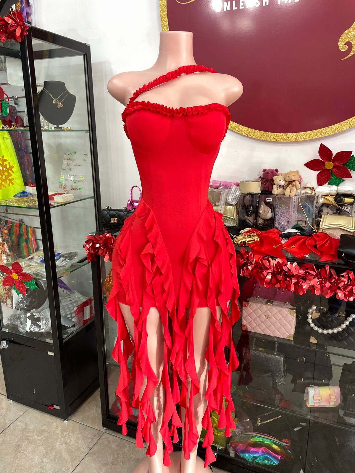 Mia Red Frilly Dress