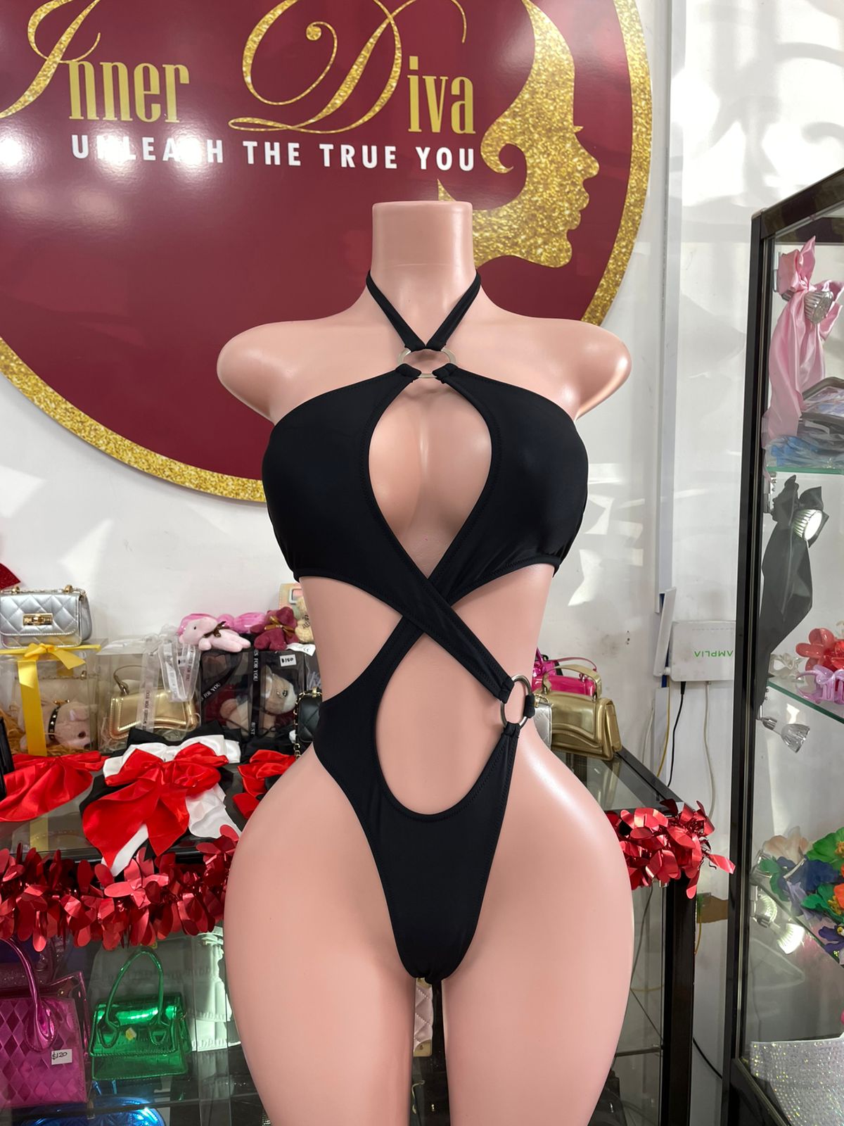 Black Monokini with Rings