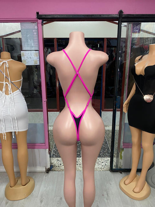 Pink and Black Monokini
