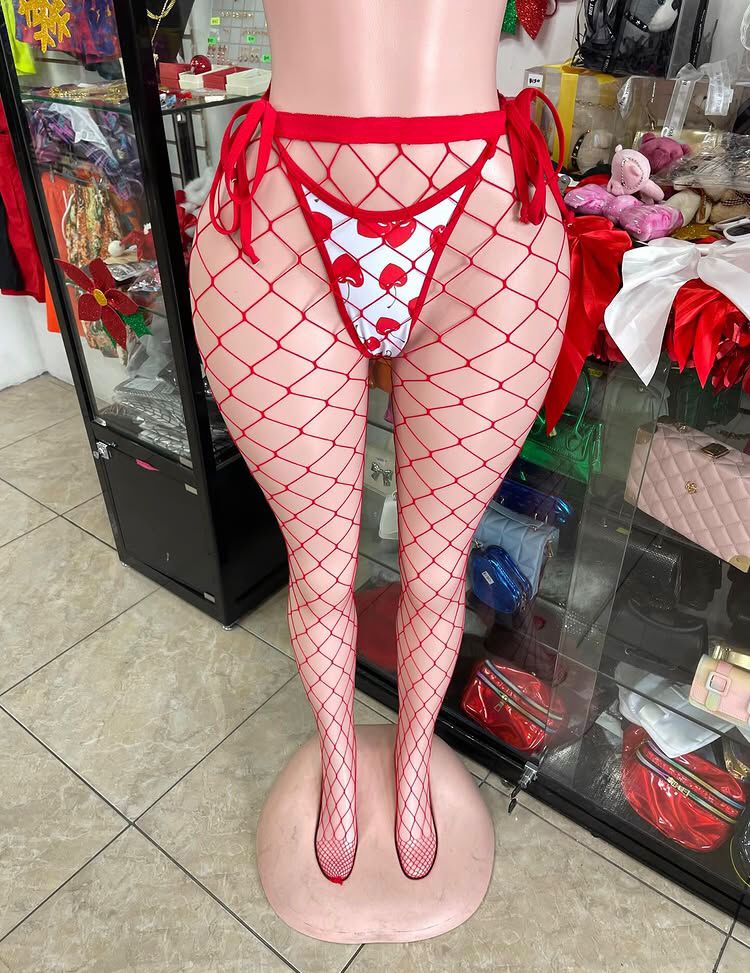 Red Fishnet Stocking