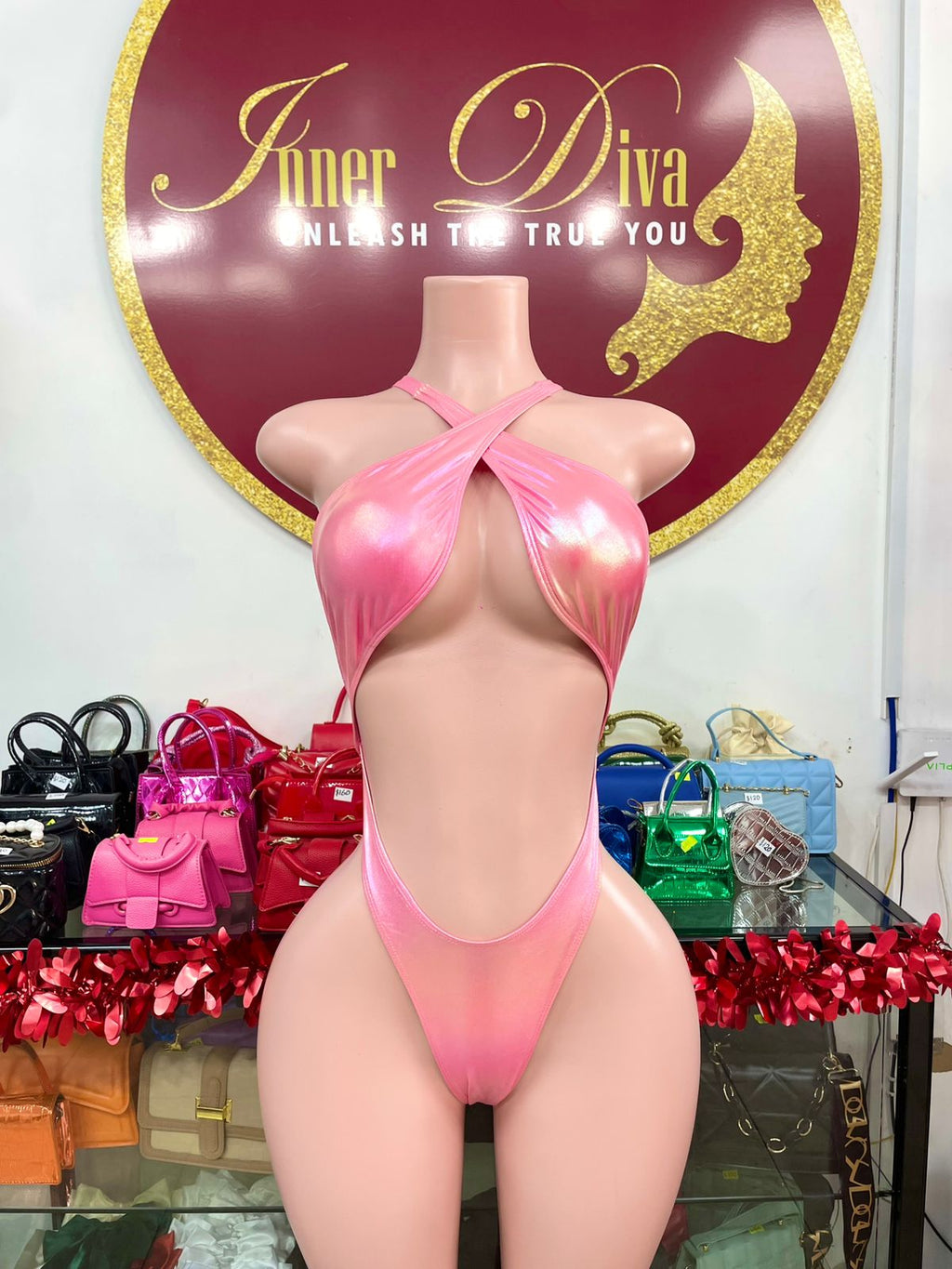 Pink Metallic Monokini