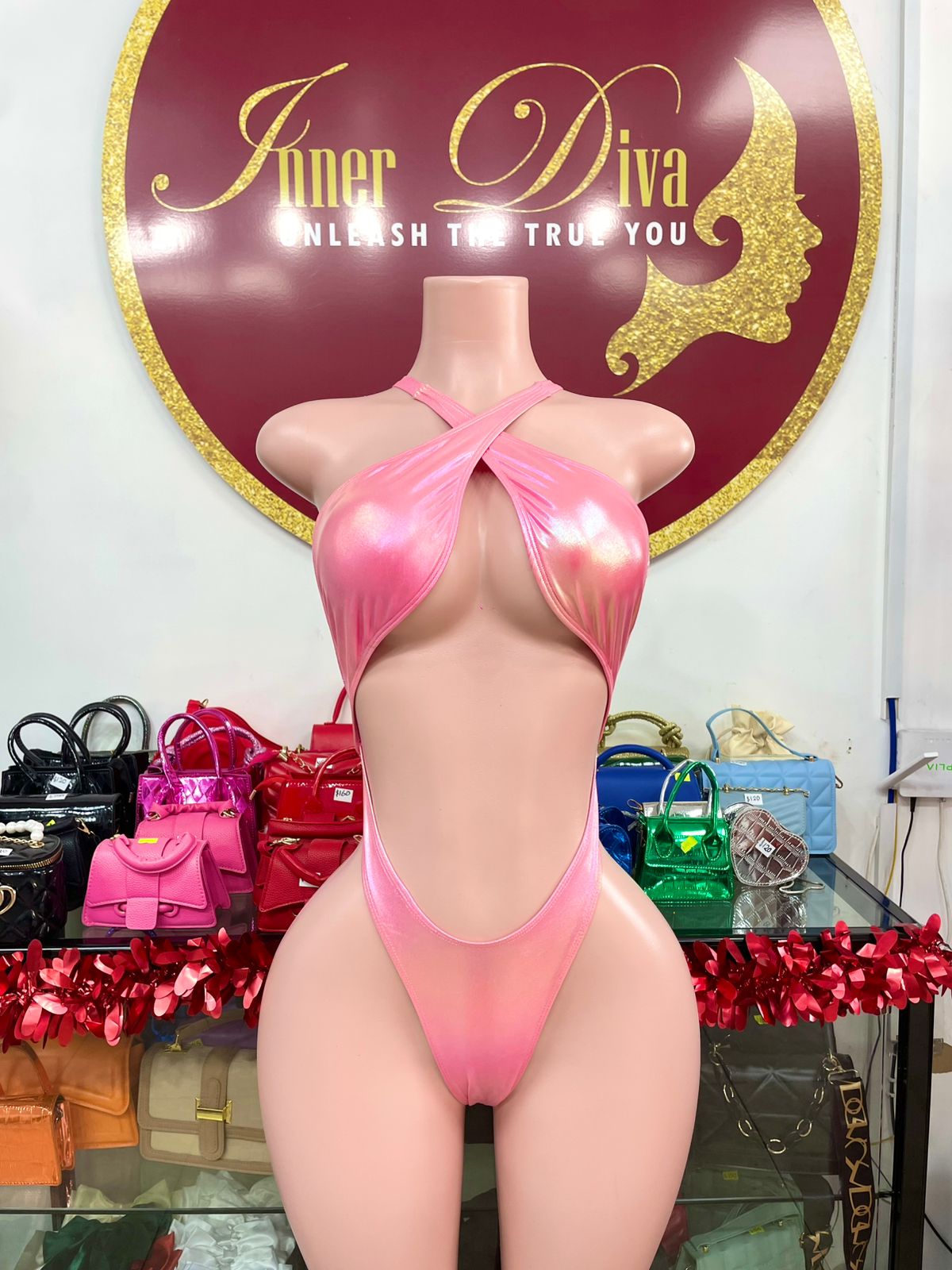 Pink Metallic Monokini