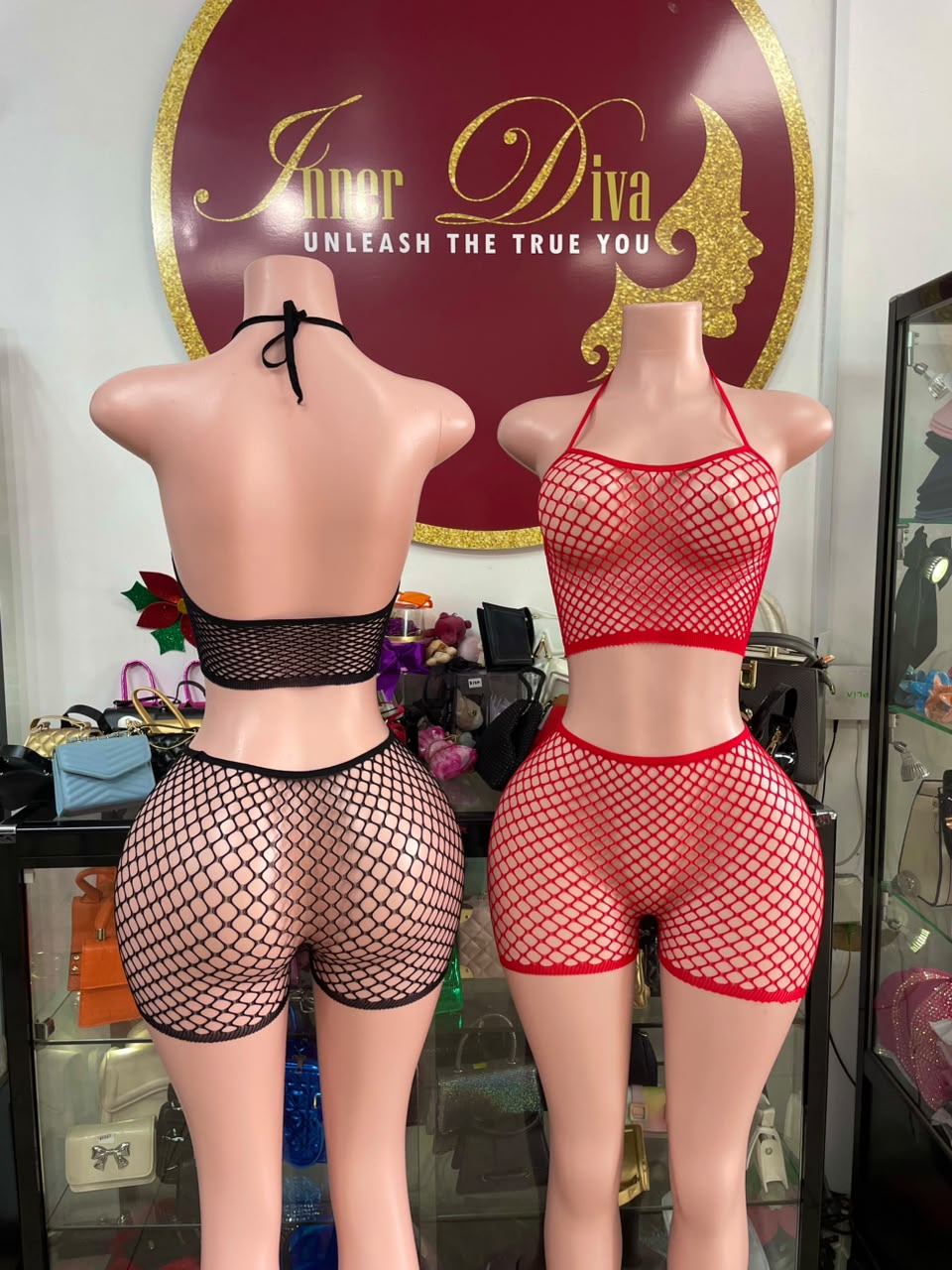 Halter Fishnet Pants Set