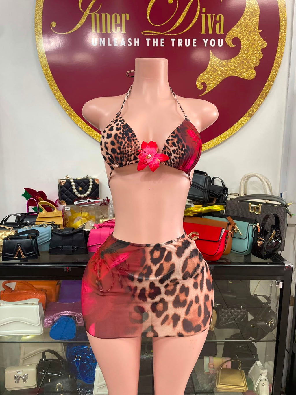 Leopard Print 3PC Swimsuit