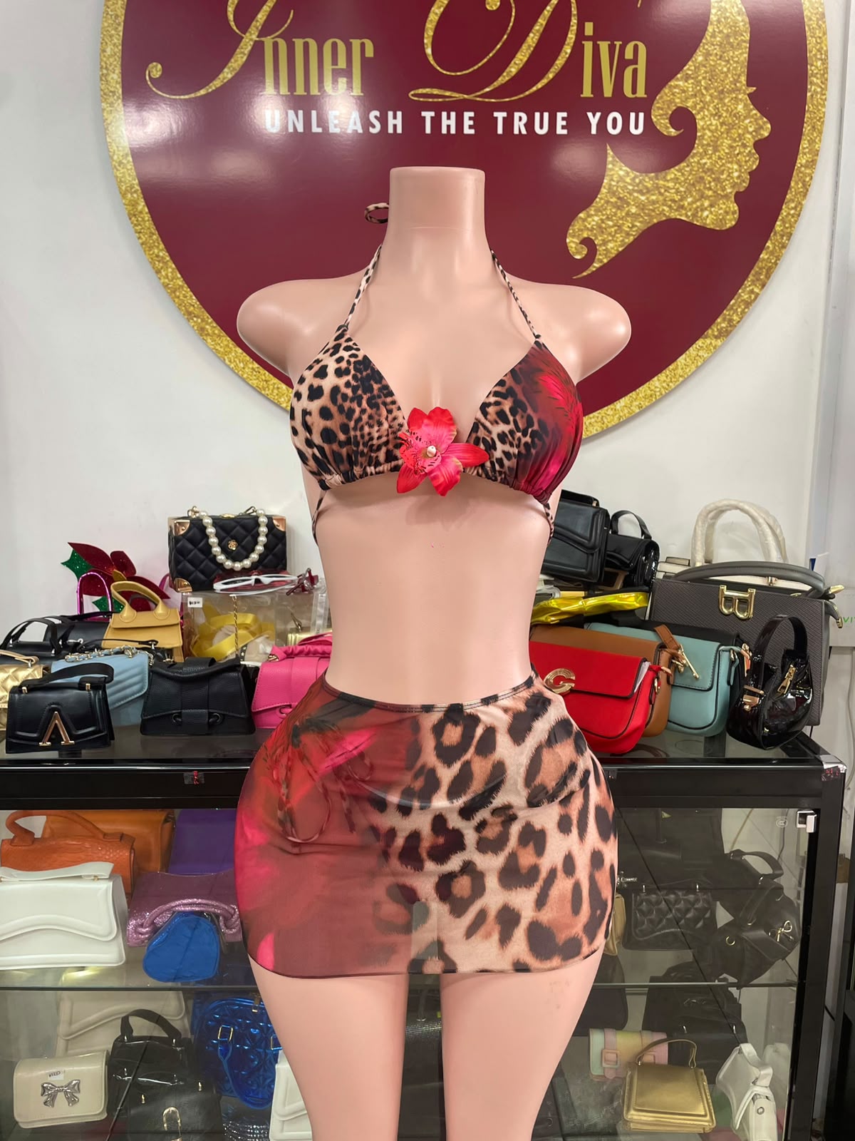 Leopard Print 3PC Swimsuit