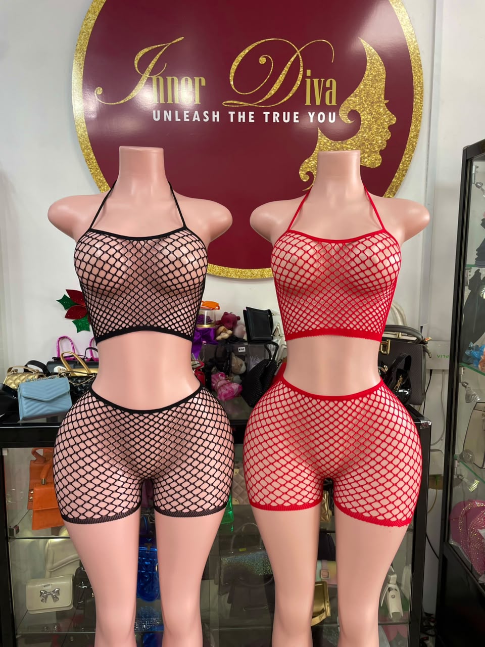 Halter Fishnet Pants Set