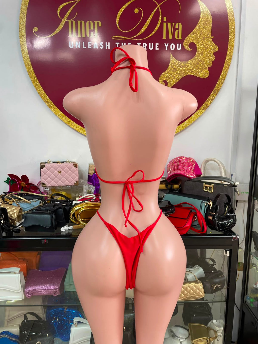 Red Pants 3pc Swimsuit