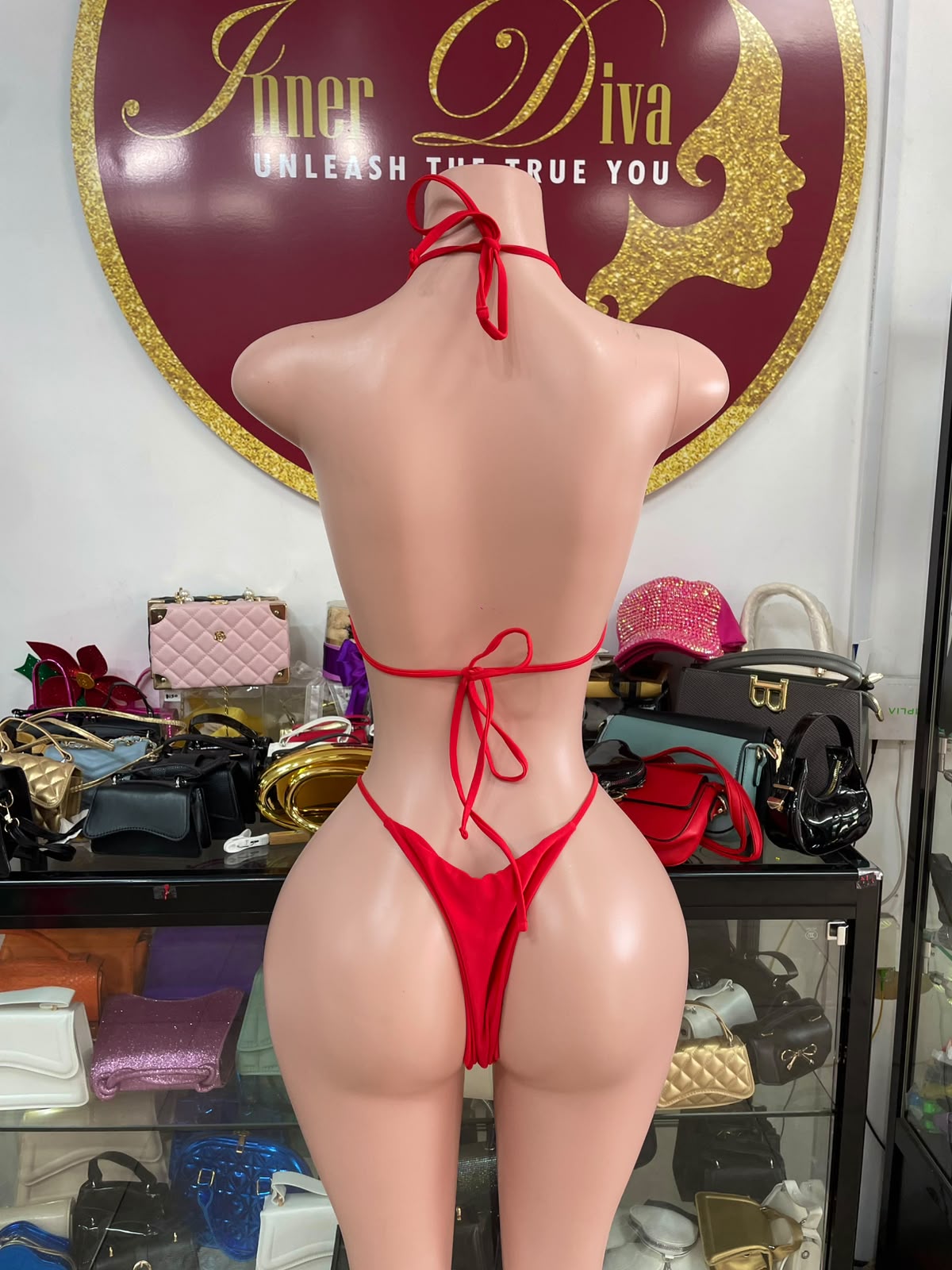 Red Pants 3pc Swimsuit