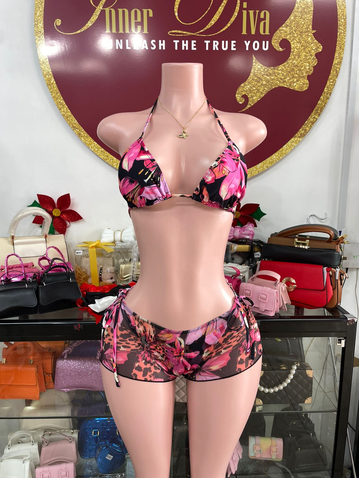 Flower 3pc Shorts Swimsuit