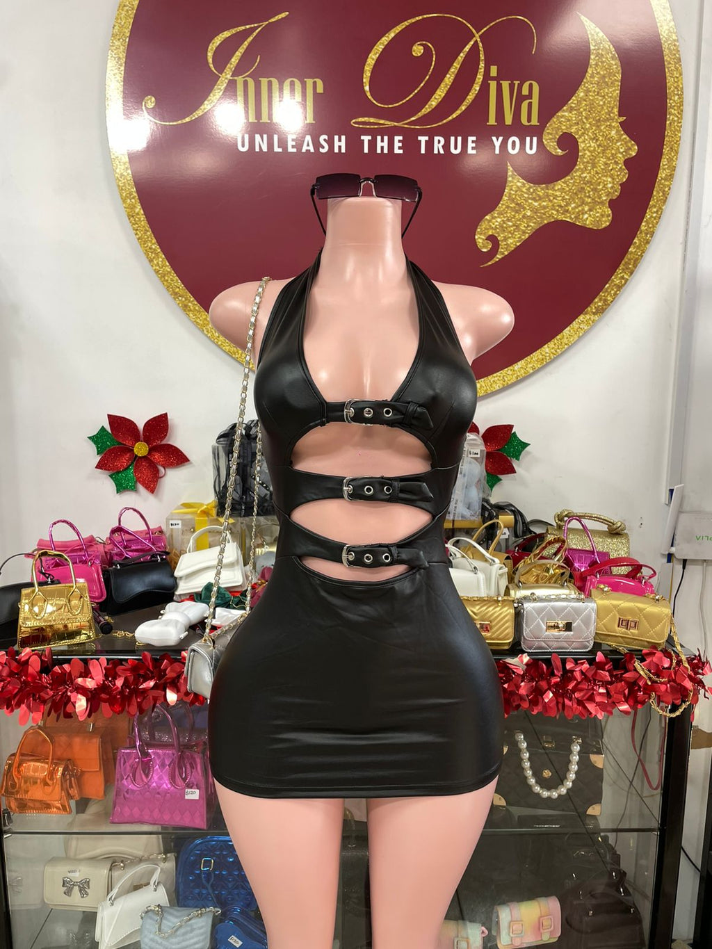 Buckle Leather Dress