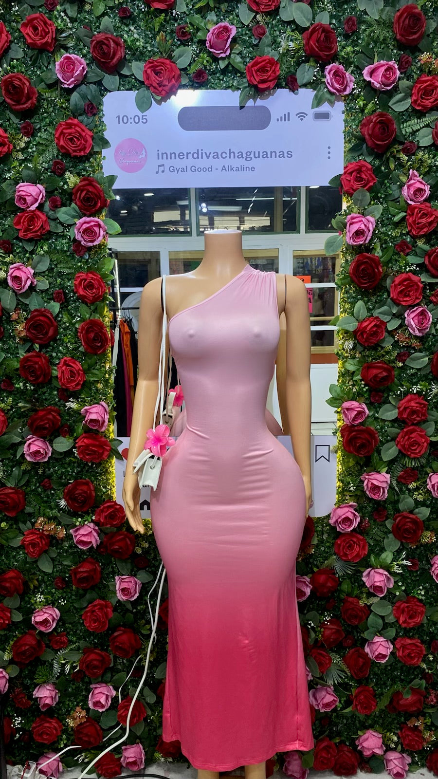 Pink Ombré One Shoulder Dress