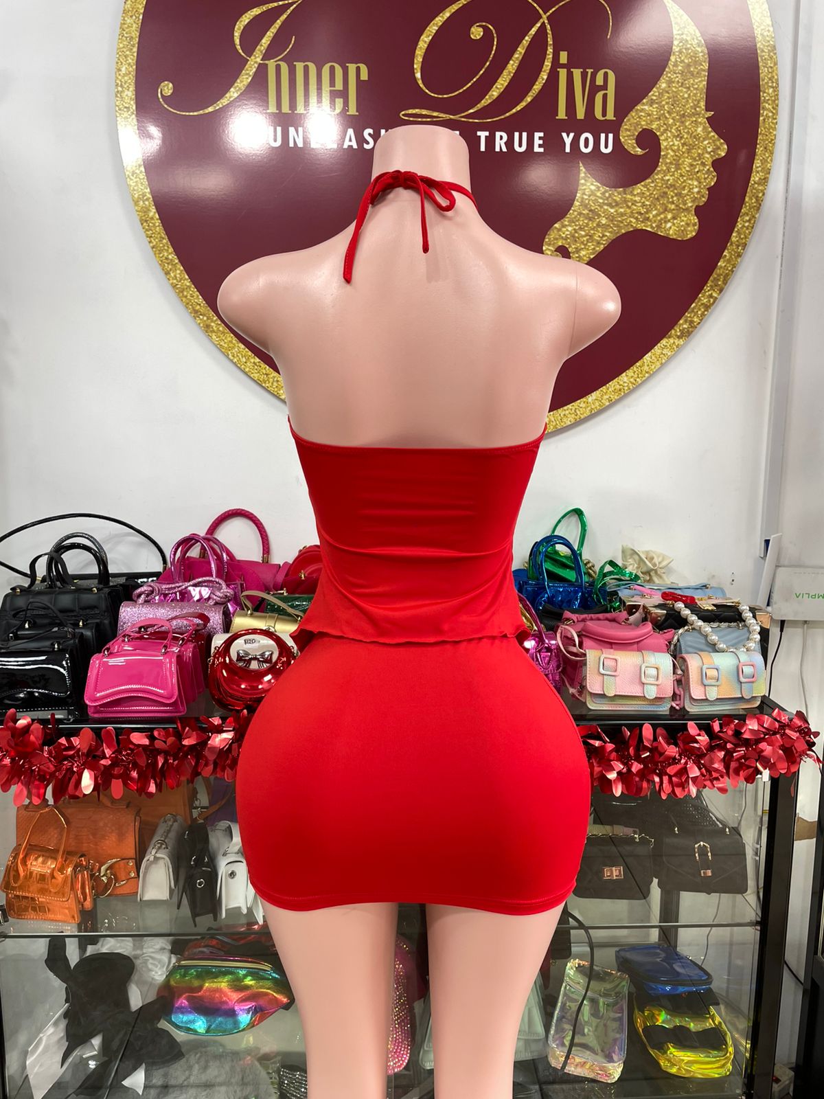 Red Skirt Set