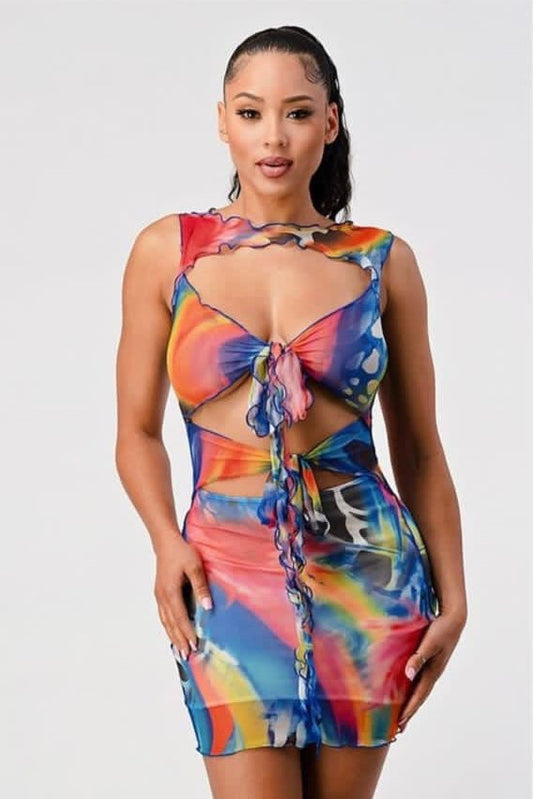 Multicolored mesh dress