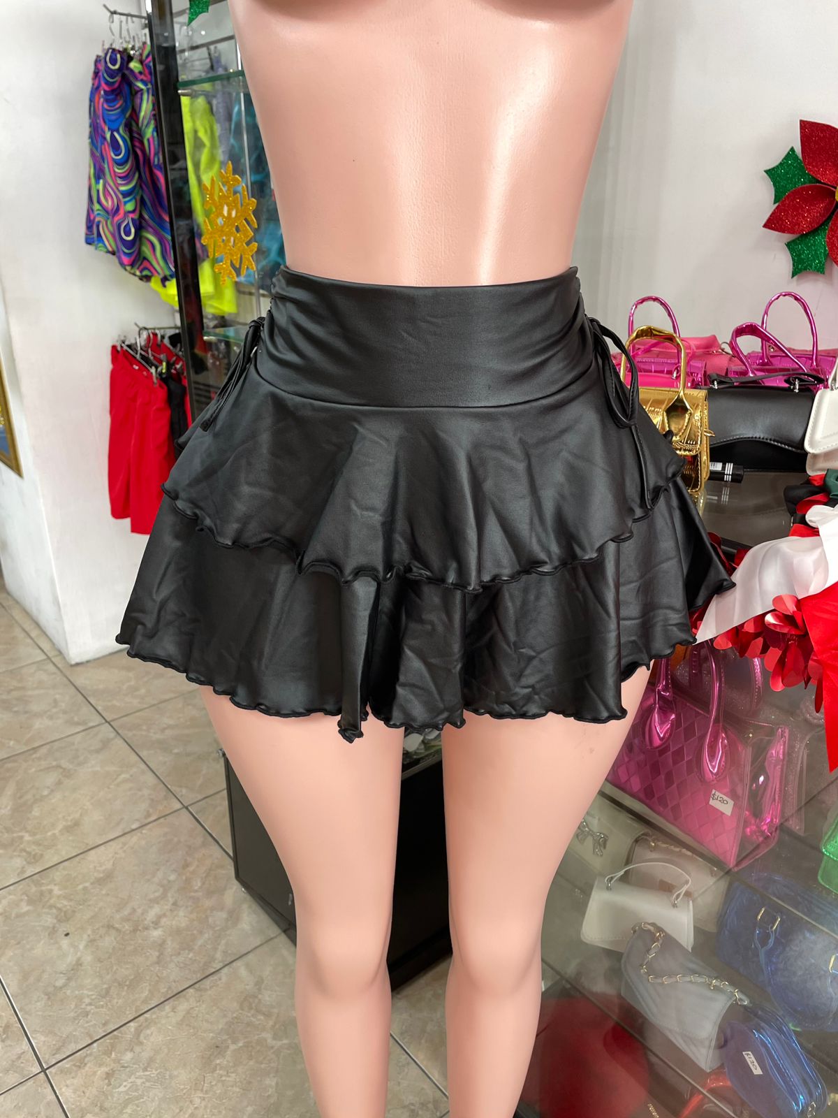 Leather Ruffle Skirt