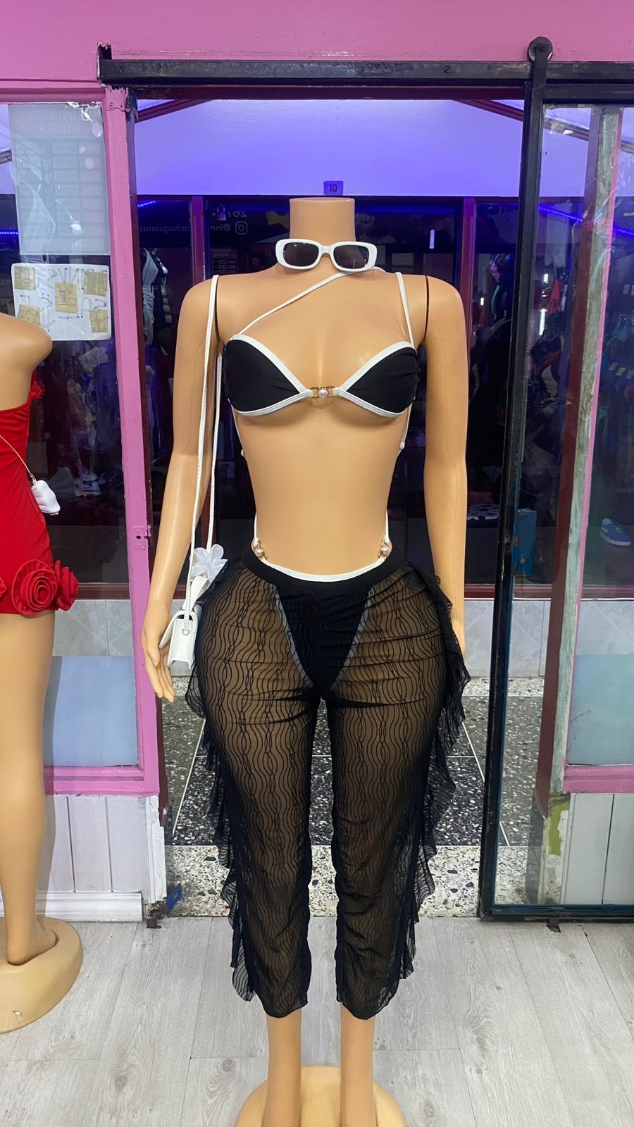 Pattern Long Mesh Pants