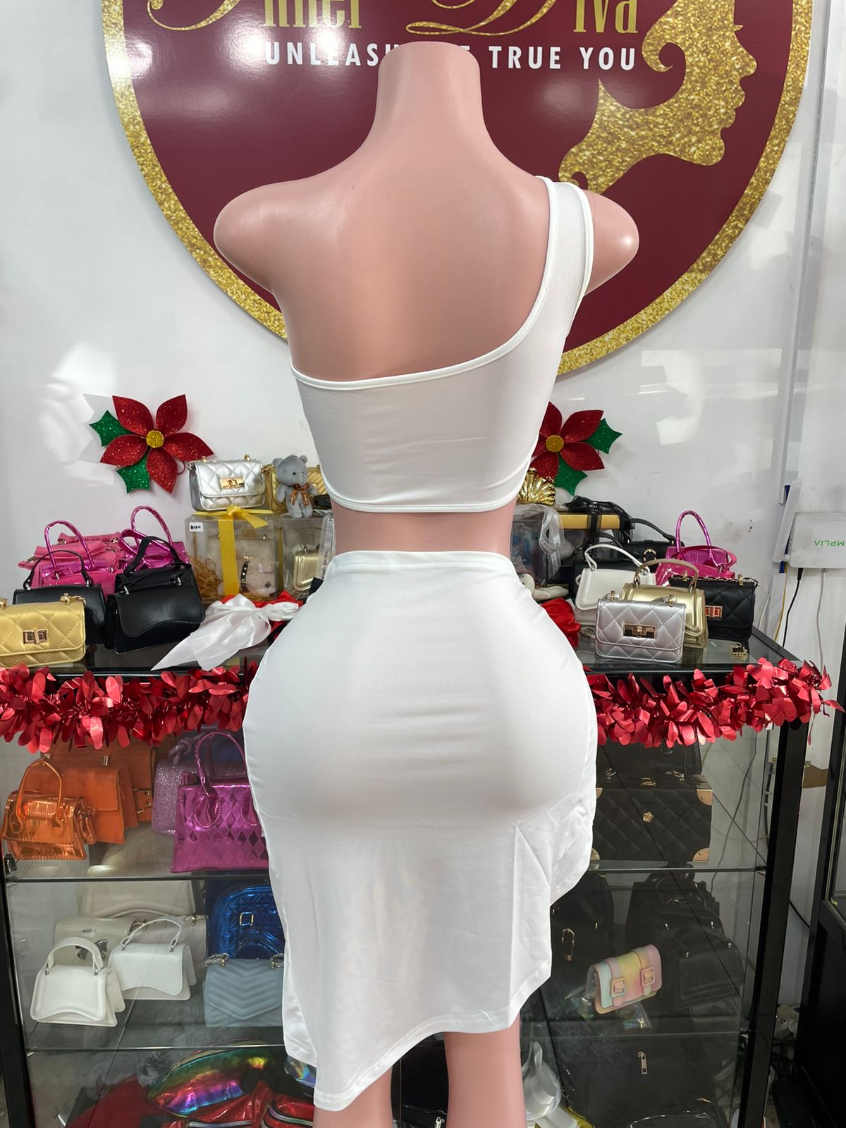 One Shoulder Skirt Set