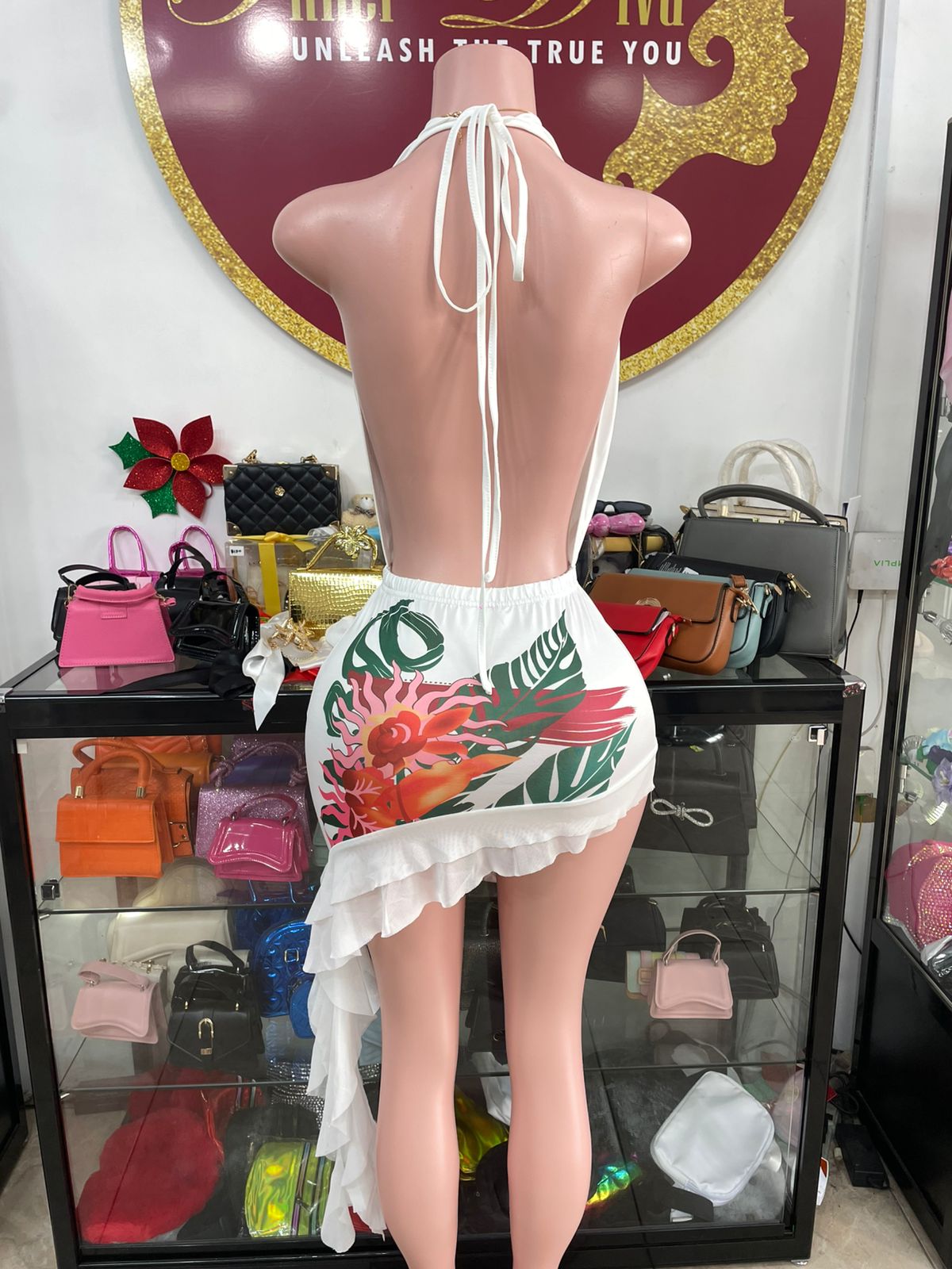 Pattern Halter Dress