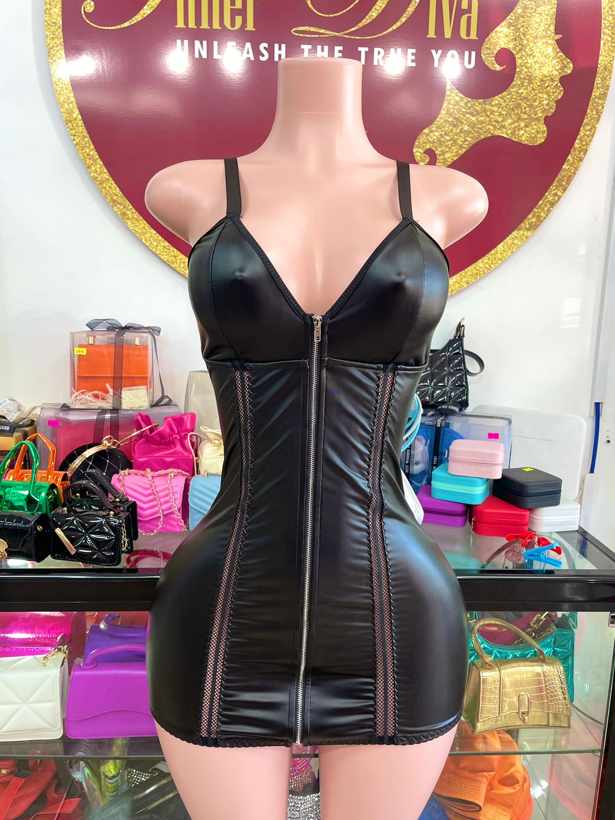 Taisa pu leather dress